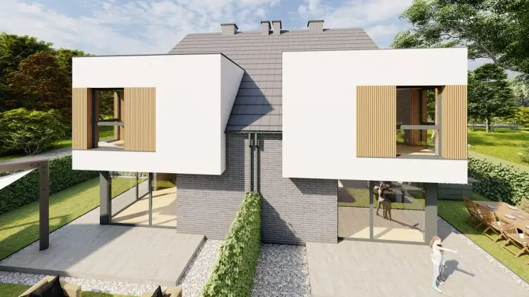 Wizualizacja tył budynku osiedla Bliźniaczy Zakątek