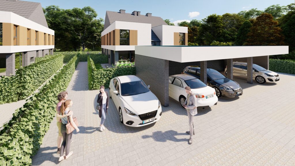 Wizualizacja mieszkań i garaży z frontu