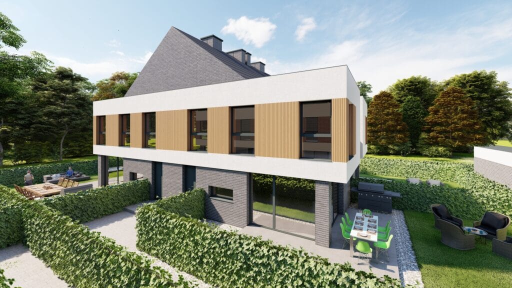 Wizualizacja mieszkania od strony wejścia z ukosu