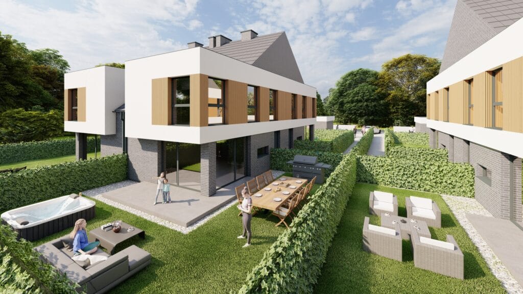 Wizualizacja dwóch mieszkań z boków.