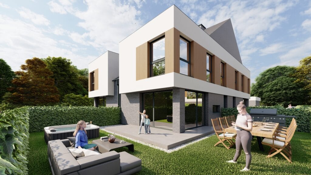 Wizualizacja mieszkania tył z ukosu