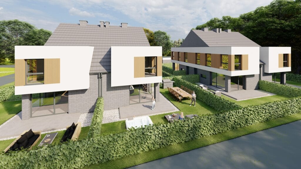 Wizualizacja dwóch mieszkań z tyłu